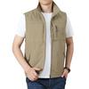 Colete Masculino Gola Alta Sem Mangas Fechamento com Zíper Cor Sólida Casaco Colete com Bolsos Colete de Pesca para Exterior