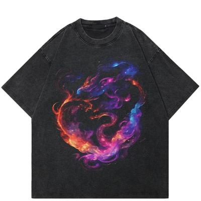 Streetwear Cute Graphic Unisex T-Shirt Cotton Washed Black Tshirt Unisex Tops Tees Summer Short Sleeves T Shirt