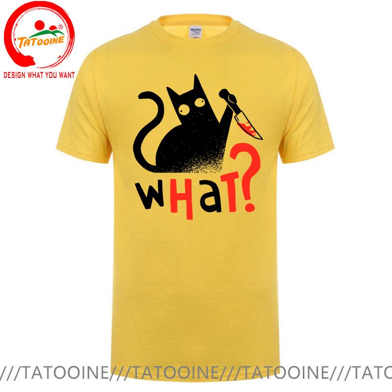 Novelty Murder Cat Bloody Knife What T Shirt Unisex Funny Humor Black Cats Tshirt Boys Fashion Casual Tee Shirt Summer Clothing