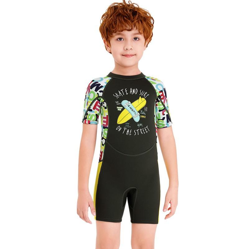 2.5MM Children's Diving Suit Men's One-piece Short-sleeved Swimsuit Girls 'thick Warm Sun-protected Surfing Jellyfish