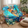 Underwater Cat Adventure 1 Theme Blanket Lightweight Warm Flannel Blanket Decorative Throw Blanket for Home Decoration