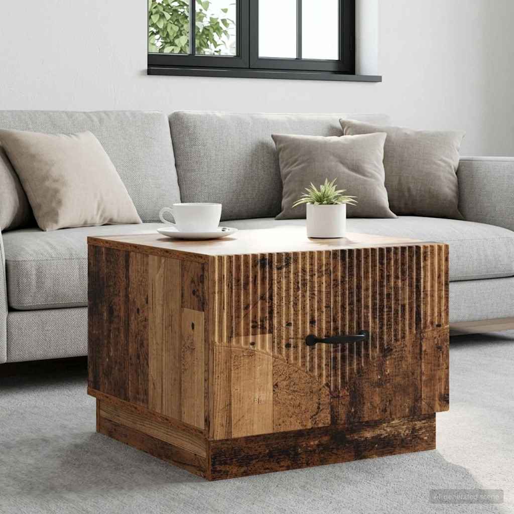 Vintage Style Coffee Table with Drawer Reclaimed Wood Look 49 x 50 x 37 cm Engineered Wood