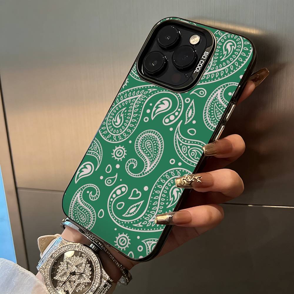 

Bandana Pattern For iPhone 17 16 15 14 13 12 11 Pro Max XS 17 Air Silicone Colored Silver Bumper Cover iPhone16Pro