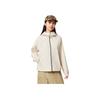 Li-Ning Comfortable Casual Minimalist Solid Color Sports Hooded Zipper Windbreaker Women Outerwear Eggshell-Gray AFDVE68-1