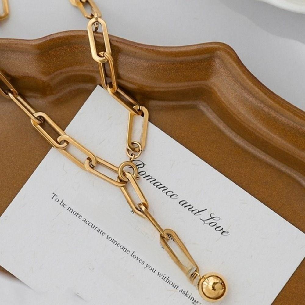 Adjustable Metal Choker Necklace Gold Clavicle Chain Necklace Paperclip Necklace  Girl Gift