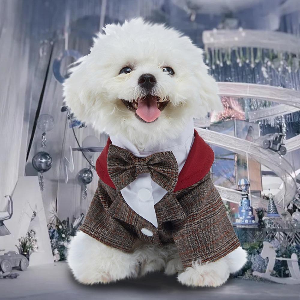 New Pet Dress Wedding Party Autumn Dog Dress Polyester Tie Suit Dress Puppy Dress