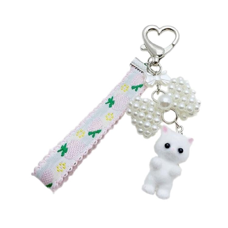 Niedlicher Tieranhänger Schlüsselanhänger Einzigartiger Katze Schleife Handy-Anhänger Taschenschmuck Schlüsselring Zubehör für Handtasche und Rucksack