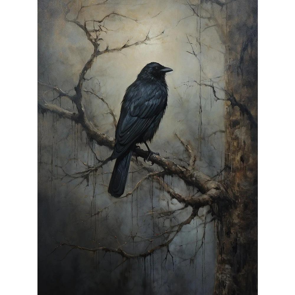 Terror Dark Blackbirds Oil Posters Classic Crow Halloween Prints Gothic Canvas Painting Wall Art Pictures Home Living Room Decor