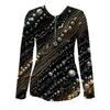 Jewelry Pattern Zipper T-shirt Casual Long-sleeved Top Suitable for Spring and Autumn Suitable for Home and Outdoor Wear