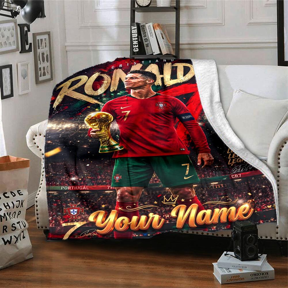 1pc Number 7 Soccer Blanket with Custom Name, Gift, for Men and Women, Soft Blanket, Good for Sofa Bed Couch Travel, Lightweight Flannel Blanket