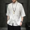 Ice Silk Short-sleeved Shirt Men's Chinese Style Thin Buckle Dragon Pattern Half-sleeved Large Size Loose Tang Suit Shirt Summer