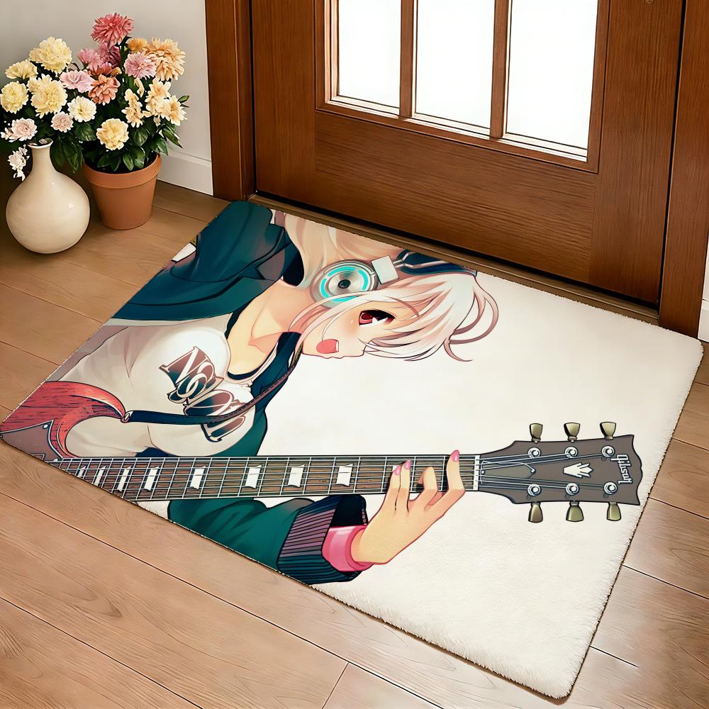 S-Super Sonico Classic Floor Mat Cozy Flannel Soft Thick Non-Slip Mat for Living Room Bedroom Kitchen Decor Rugs
