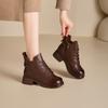 Retro Shoes and Boots, Women's Round-toed Chunk-heeled Ankle Boots, New Height-increasing Boots