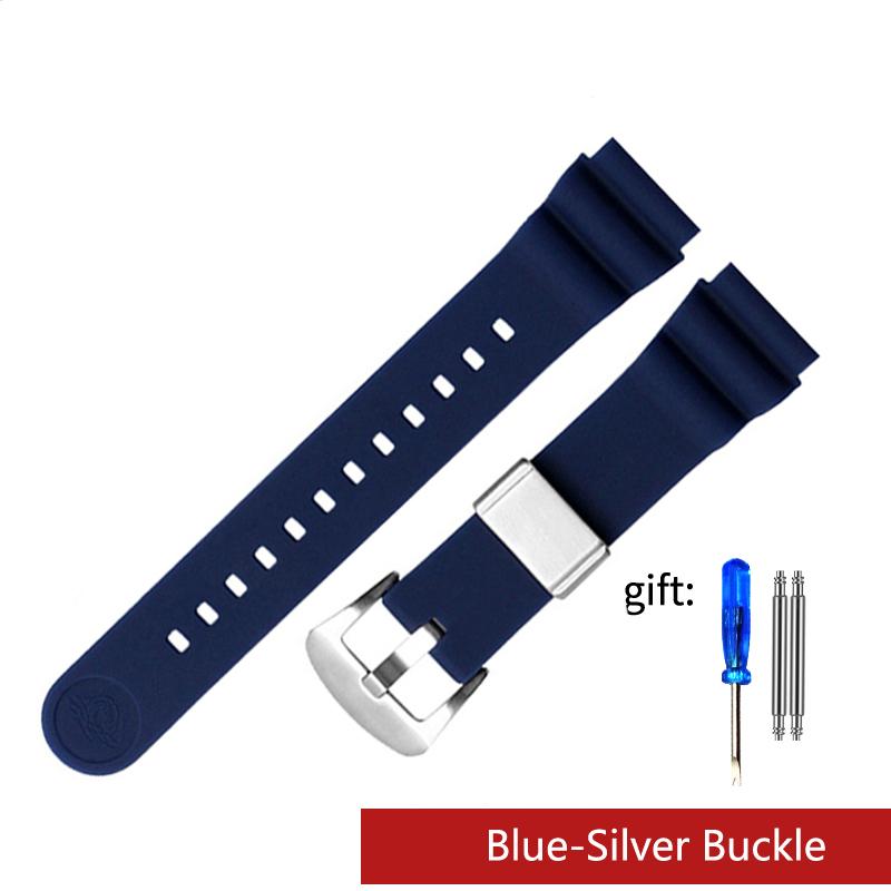 Dla Seiko SNE537 SRPA83J1 pasek do zegarka marka sportowy pasek do zegarka gumowy pasek 22mm Silikonowa Gumowa Bransoleta Czarny Niebieski Pomarańczowy