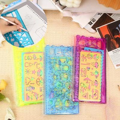 Multi-Functional 4/7Pcs Ruler Geometric Spiral Drawing Template Art Craft Children'S Gift Educational Toy Versatile Ruler