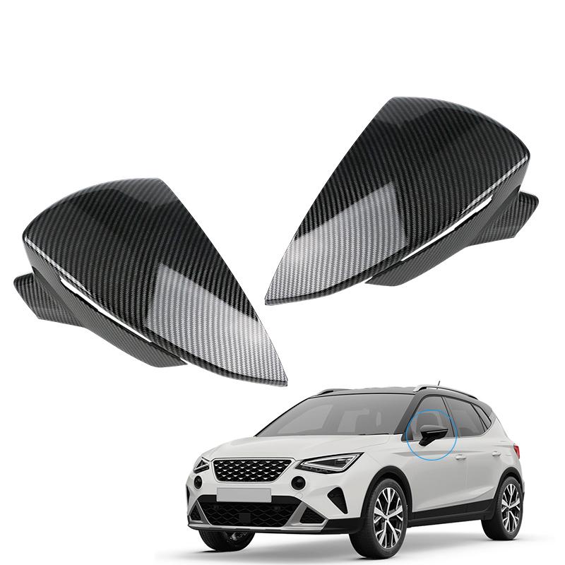 Car Side Mirror Caps Carbon Fiber Black Rearview Mirror Cover Cap For SEAT Leon MK3 5F ST FR Cupra Ibiza Mk5 Arona KJ7 2017-