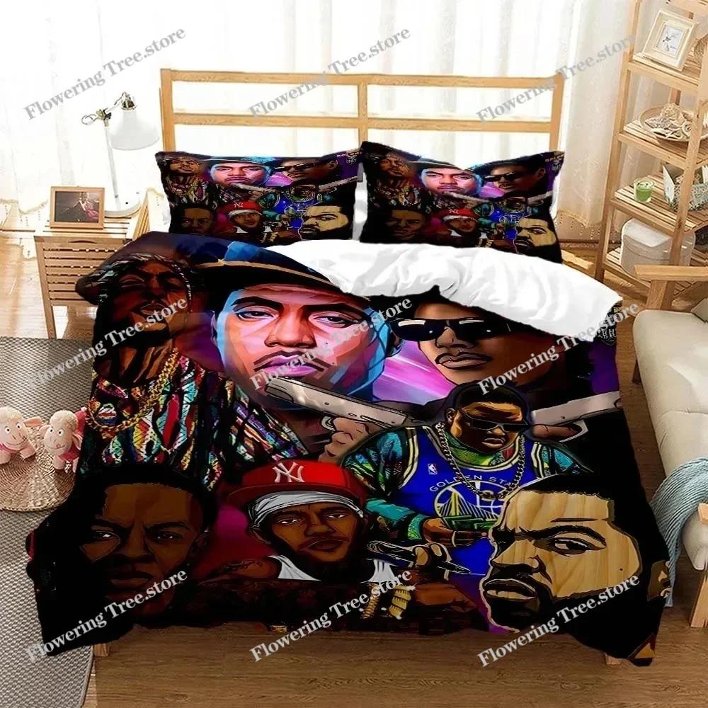 Hip Hop Rapper Printed Quilt Cover Pillow Cover Bedding Set Luxury Queen Bedding Set Personal Style