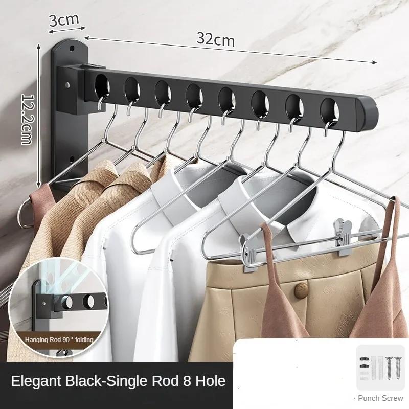 Wall Mounted Wall-Mounted Clothes Hanger Closet Durable Couple Stainless steel Folding Retractable Hook Home