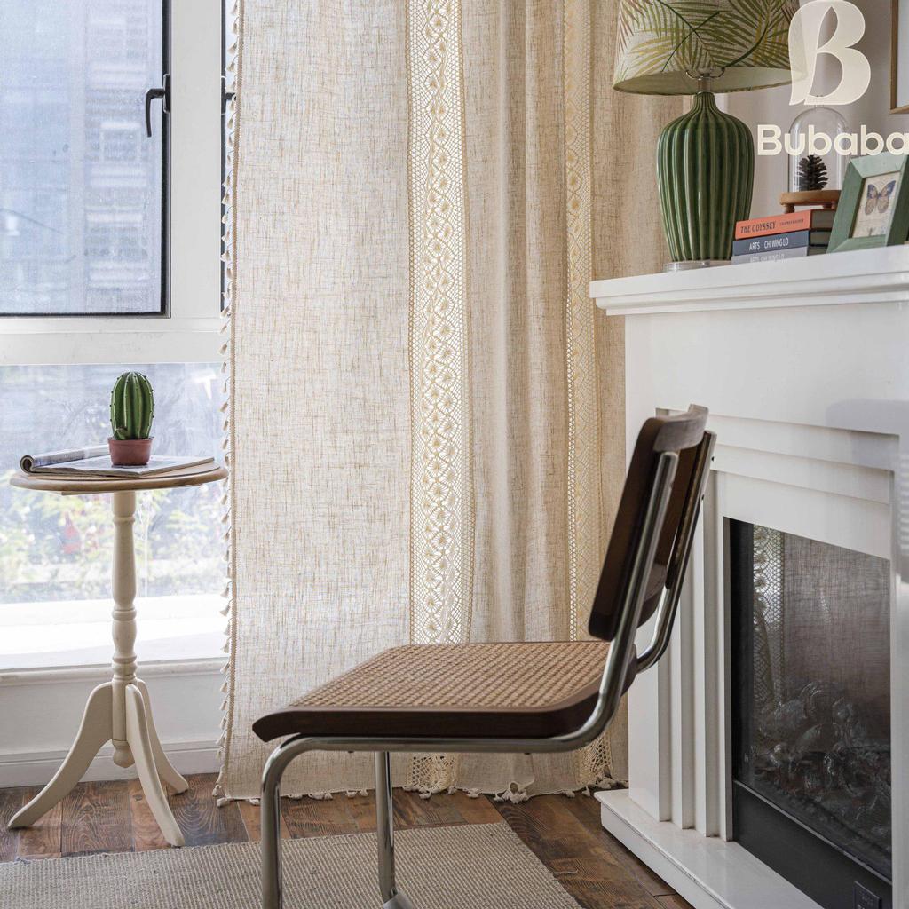 Amerikanische Polka Dot Häkel-Patchwork-Vorhänge für Wohnzimmer, Schlafzimmer oder Erkerfenster