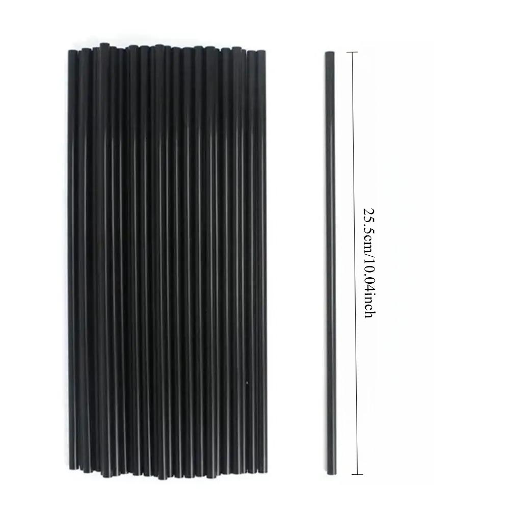 100Pcs Black Drinking Straws 7mm*255mm Plastic Straws Bar Cocktail Kitchen Wedding Party Beverage Straws Accessories