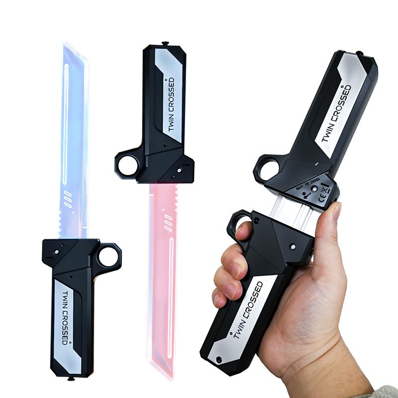 

Latest Retractable Laser Sword Red And Blue Double-Edged Lightsaber Plaything With Led Light Cosplay Sword Plaything For Kids Interactive