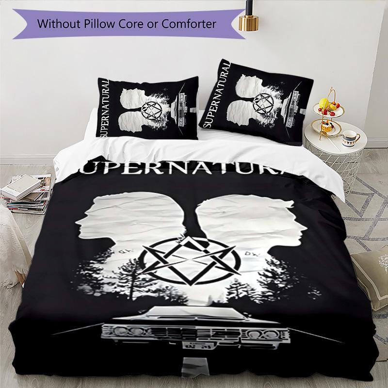 Supernatural 3pcs Bedding Set Duvet Cover Closure Includes 1 Duvet Cover & 2 Pillowcases for All Seasons Bedroom Home Dorm Decor