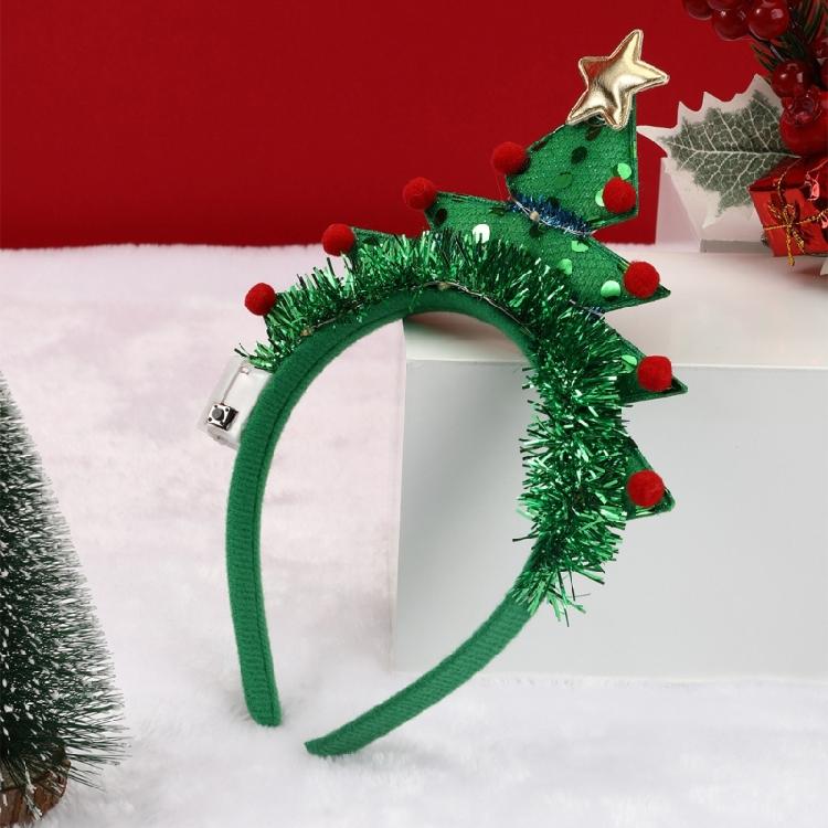 Festival LED Hair Ornament With Star Hairband Red Balls For Holiday Photos Costume Parties Adults Kids