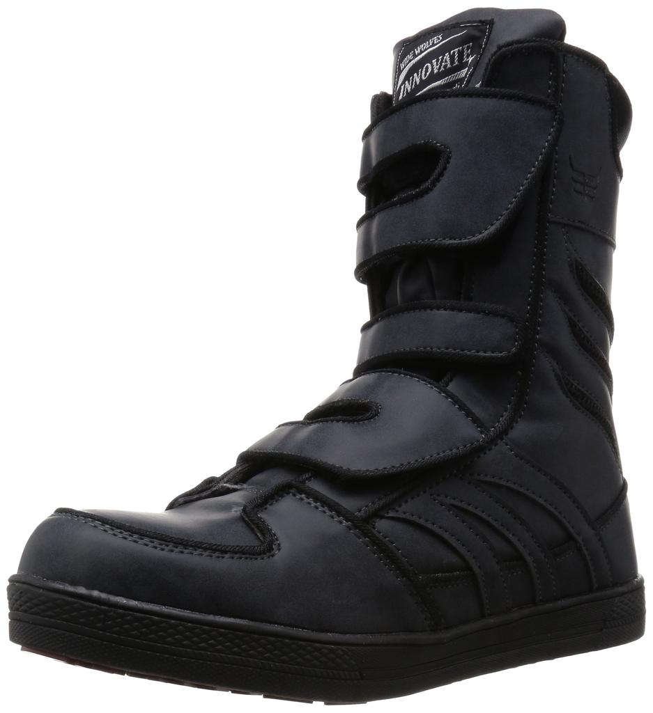 Otafuku Gloves Wide Wolves Innovate Work Boots with Steel Toe Cap and Magic Navy Size Cm WW-572B Strap, Gray, 28.0