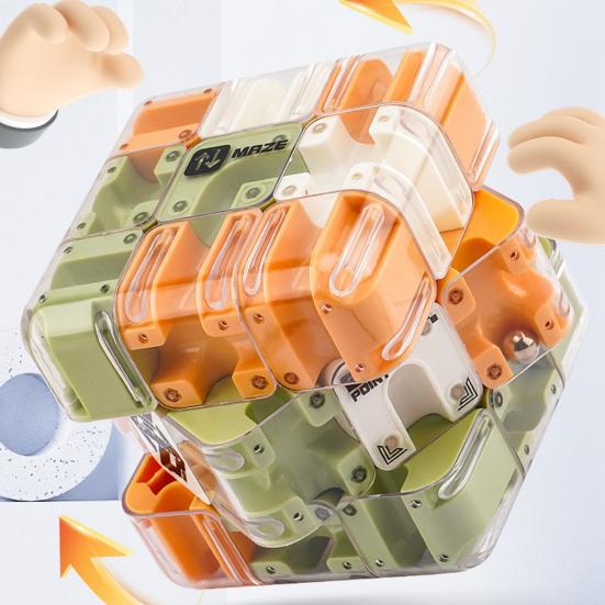 1/2Pcs 3D Puzzle Maze Cube Educational Brain Teaser Handheld Rolling Ball Maze Cube Spatial