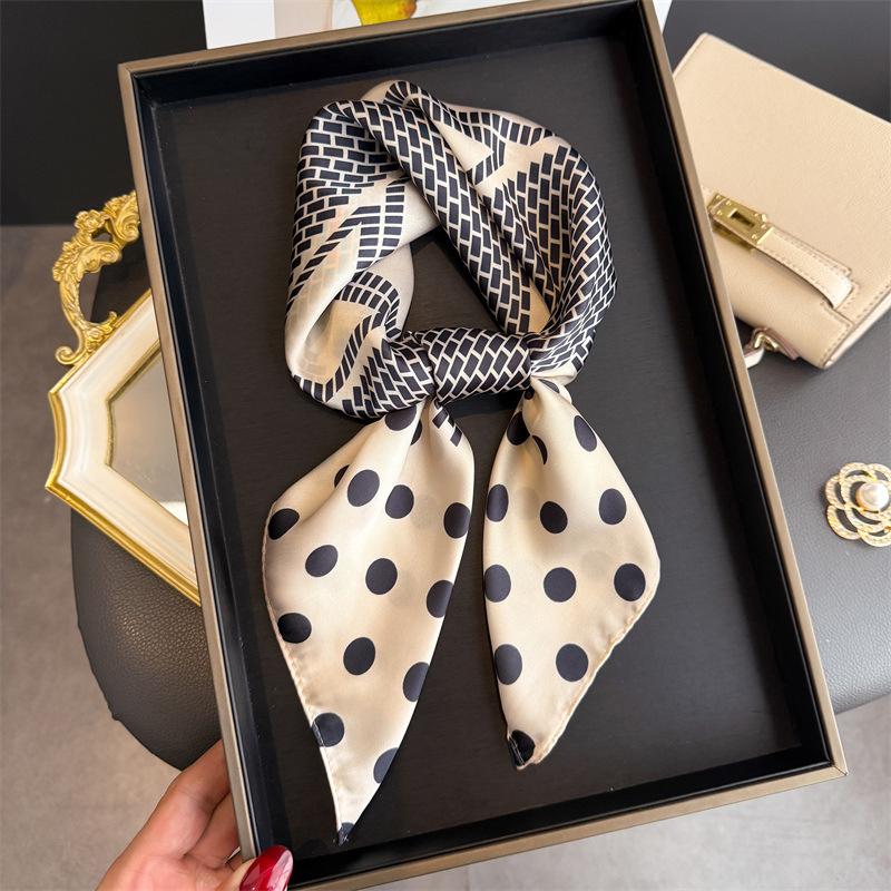 70Cm Dot Pattern Scarf Imitation Silk Square Scarf Women Neckerchief Female Luxury Square Scarves Satin Hijab Ribbon Bandana