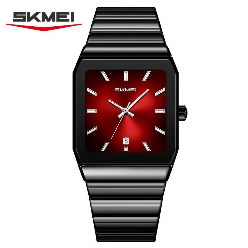 Mens Minimalist Square Analog Watch Luminous Date Waterproof Steel Strap Casual Business Quartz Wristwatch
