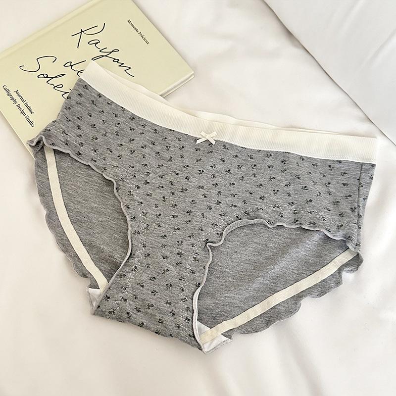 

Милые маленькие трусики-трусики с цветочным принтом для девочек из хлопка One Size темно-серого