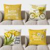 Home Decor Hello Sunshine Daisy-Patterned Throw Pillow Pattern Cushion Cover Suitable For Sofa Bedroom Car Pillow Cover