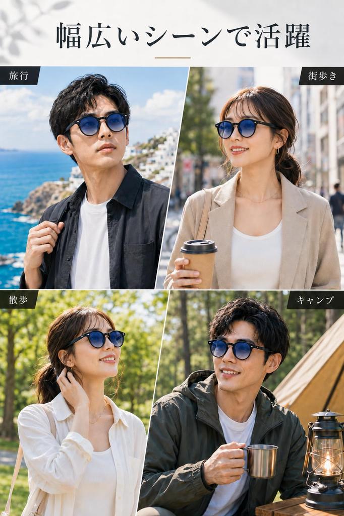 [Berikin] Round Sunglasses, Blue Lenses, Glass, Gradient, Lightweight, Stylish, Classic, Men's & Women's, UV400 Protection, Outdoor, Unisex