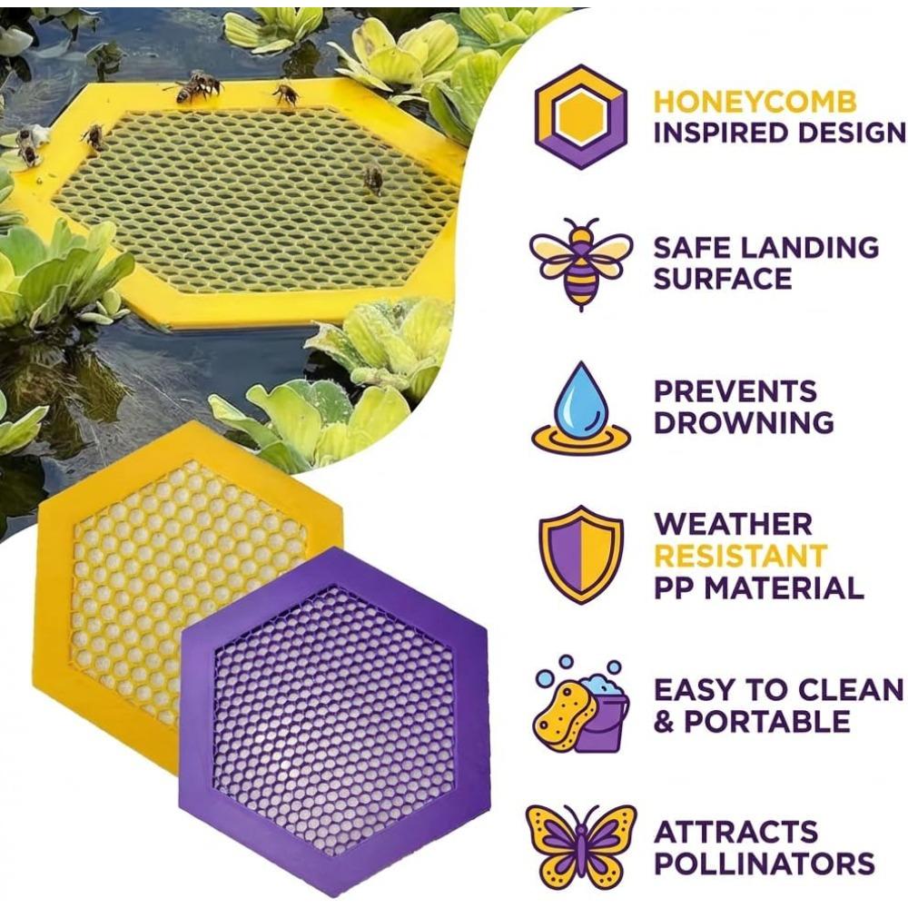 Deux ensembles d'îles flottantes pour abeilles, stations d'abreuvement rigides en plastique PP pour abeilles, stations flottantes pour abeilles et abreuvoirs pour papillons.