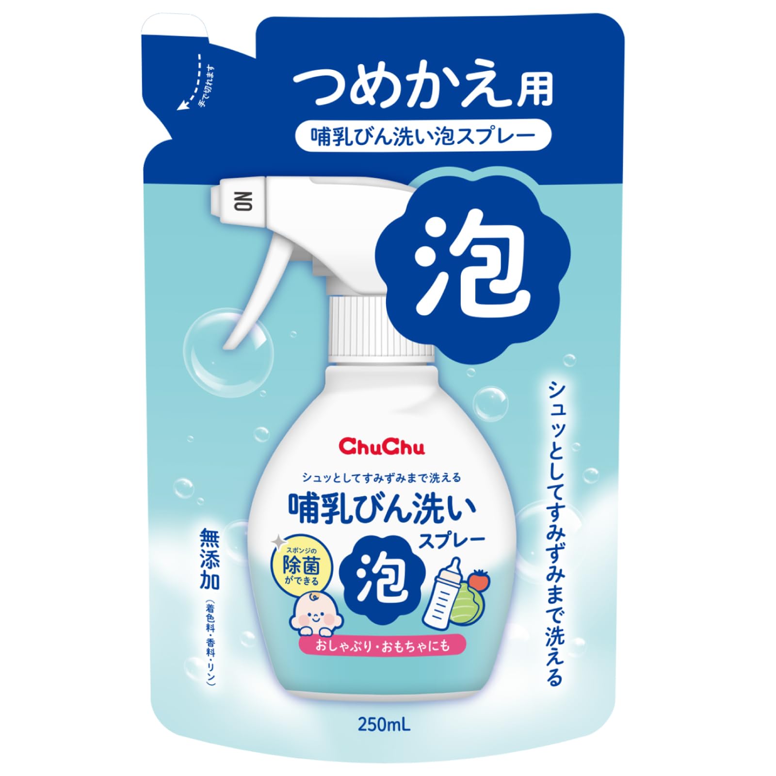 

Chuchu Baby Baby Bottle Cleaning Spray Also for Pacifiers and Toys Refill, 250ml, Additive-Free, белый