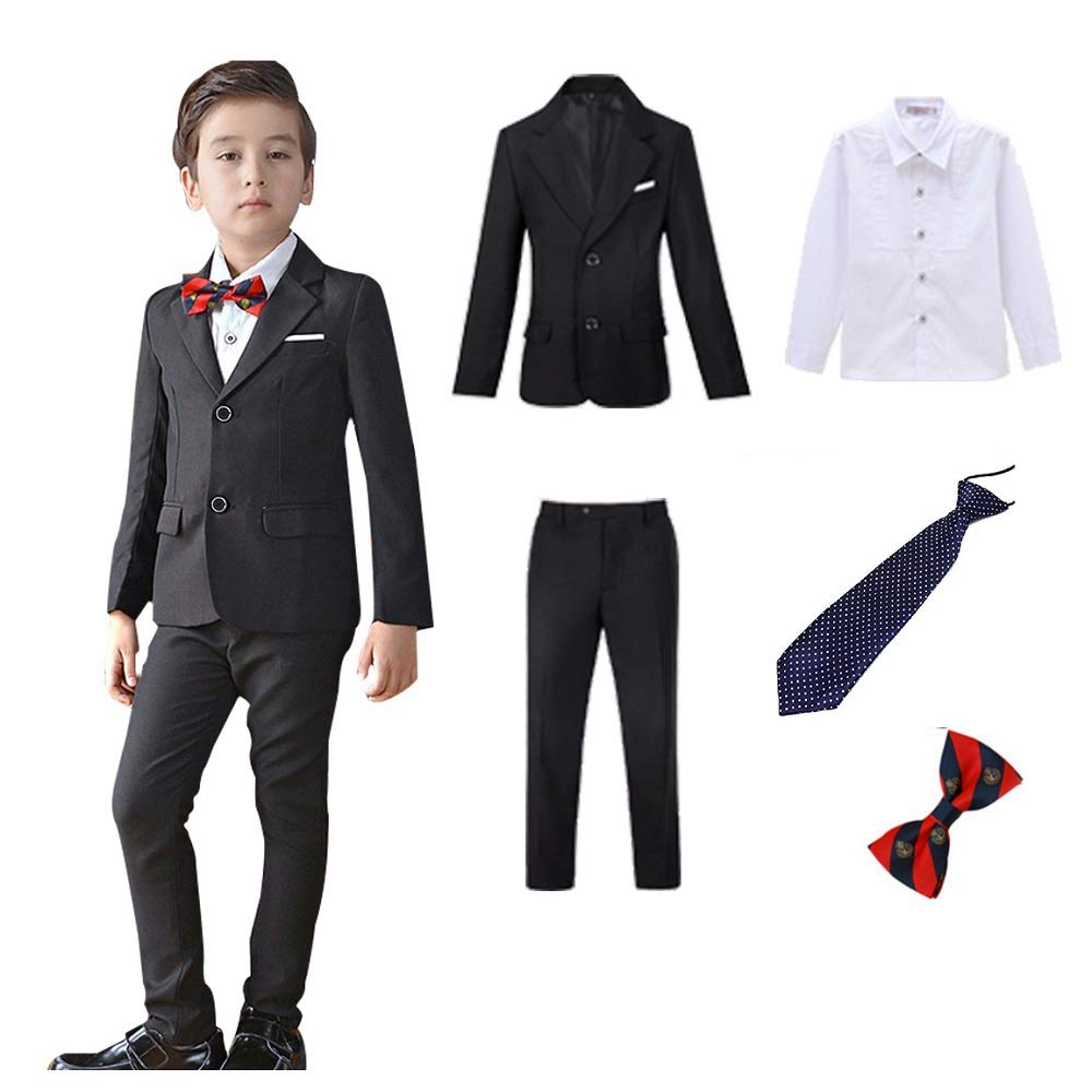 

Костюм для формального костюма по размеру для поступления в детский сад Вступительный выпускной Приталенный Траурный 120 [kuffpower] Детский Мальчики, Мужчины, 110, 120, 130, 140, чёрный