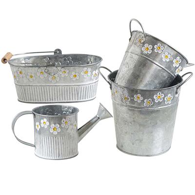 Vintage geprägter Eisenblumentopf, kleine Blumenvase, Gießkanne, Hängepflanze, Balkoneimer, Hausgartendekoration, Ornamente