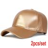 Unisex Leuchtpanel Unifarbene PU-Leder-Baseballkappen Frühling Herbst Outdoor Verstellbare Freizeitkappen Papa-Hut Sonnenschutzhut
