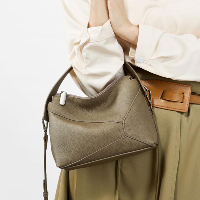 Bolso de Mujer 100% Piel Genuina Bolso de Mano de Lujo de Diseñador Moda Femenina Bolso de Hombro con Empalme Geométrico Bolsos Cruzados de Piel de Vaca