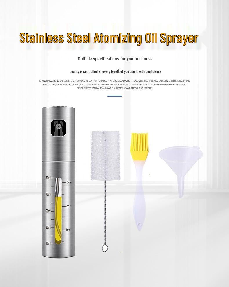 304 Stainless Steel Glass Oil Spray Bottle - Press Type for Barbecue and Cooking