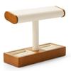 Milibess [Watch Stand for 2 Watches] Tabletop Watch Stand, Watch Holder, Watch Storage, Display Stand with Ring Storage Tray, Wooden X Ivory,