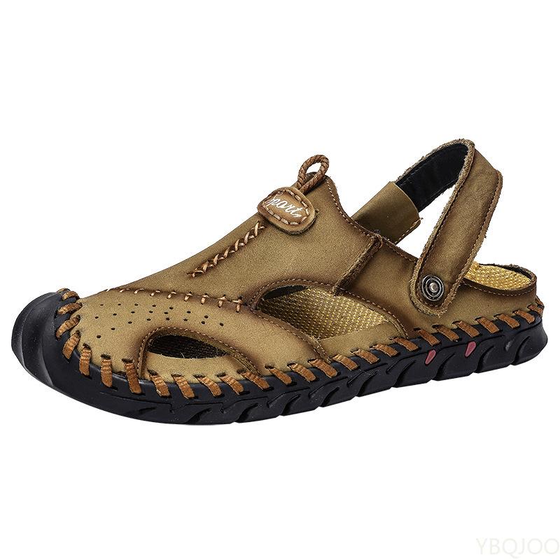 Fashion 2024 New Summer Men's Sandals Soft Comfortable Breathable Leather Sandals Men Outdoor Beach Sports Sandals Plus Size Men's Shoes