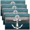 Nautical Theme Placemat Set 4pc S Marine Anchor Compass Decor Placemats Suitable for Kids Teens Adults Watercolor