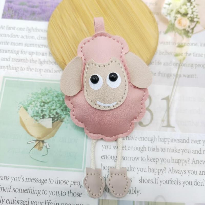 Cute Pu Leather Sheep Keychain Adorable Cartoon Light Weight Perfect For Backpack Phone Decoration Gift For Girls