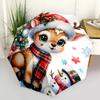 1pc Christmas Deer Hat with Holly Berries, Auto Open Close Umbrella, Portable 3-Fold Design, 8-Bone Iron Frame Outdoor Umbrella, Festive Gift for Fans