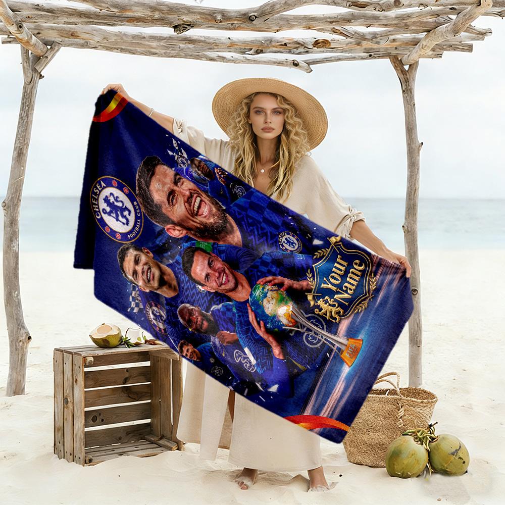 Chelsea Fc Football Player Customizable Name Beach Towel Soft Durable Quick-Dry