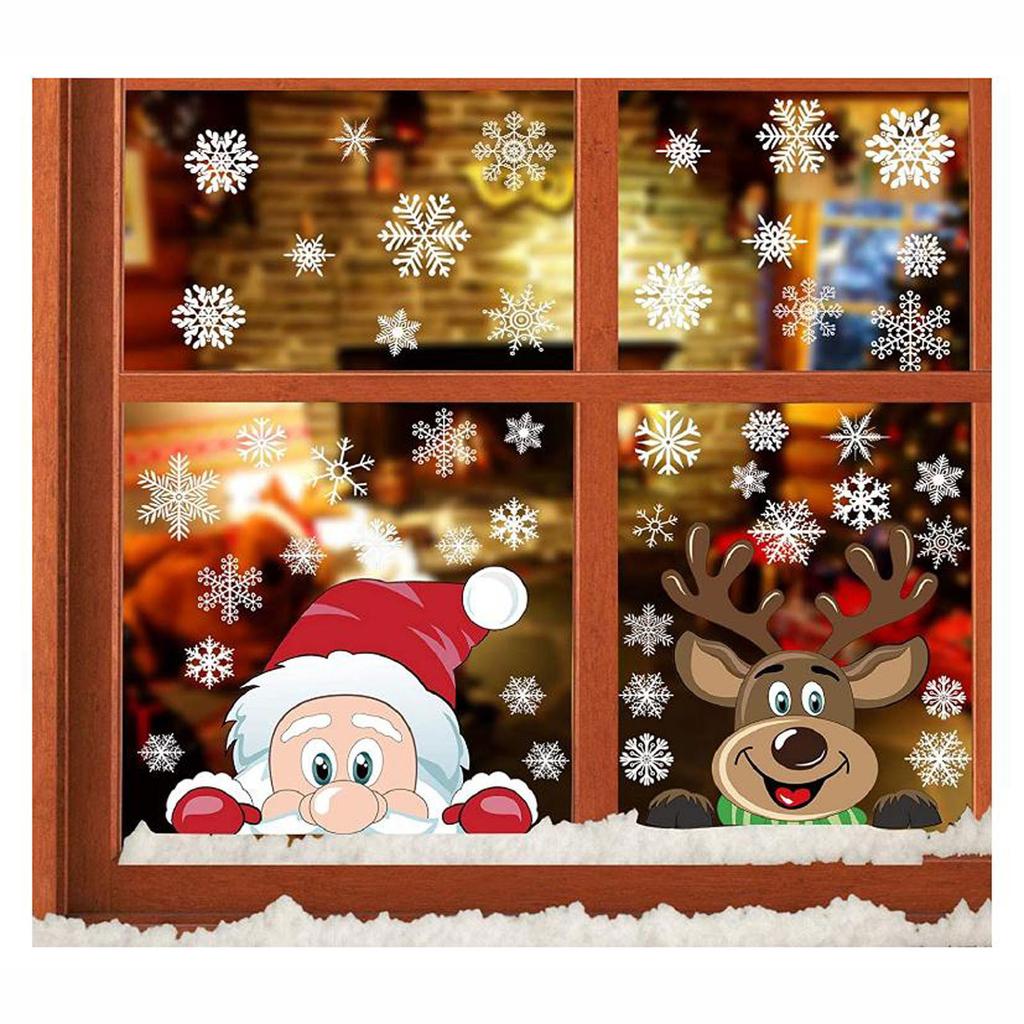 Weihnachtsaufkleber Doppelseitig Farbe Schneeflocke Elektrostatisch Glas 4St.