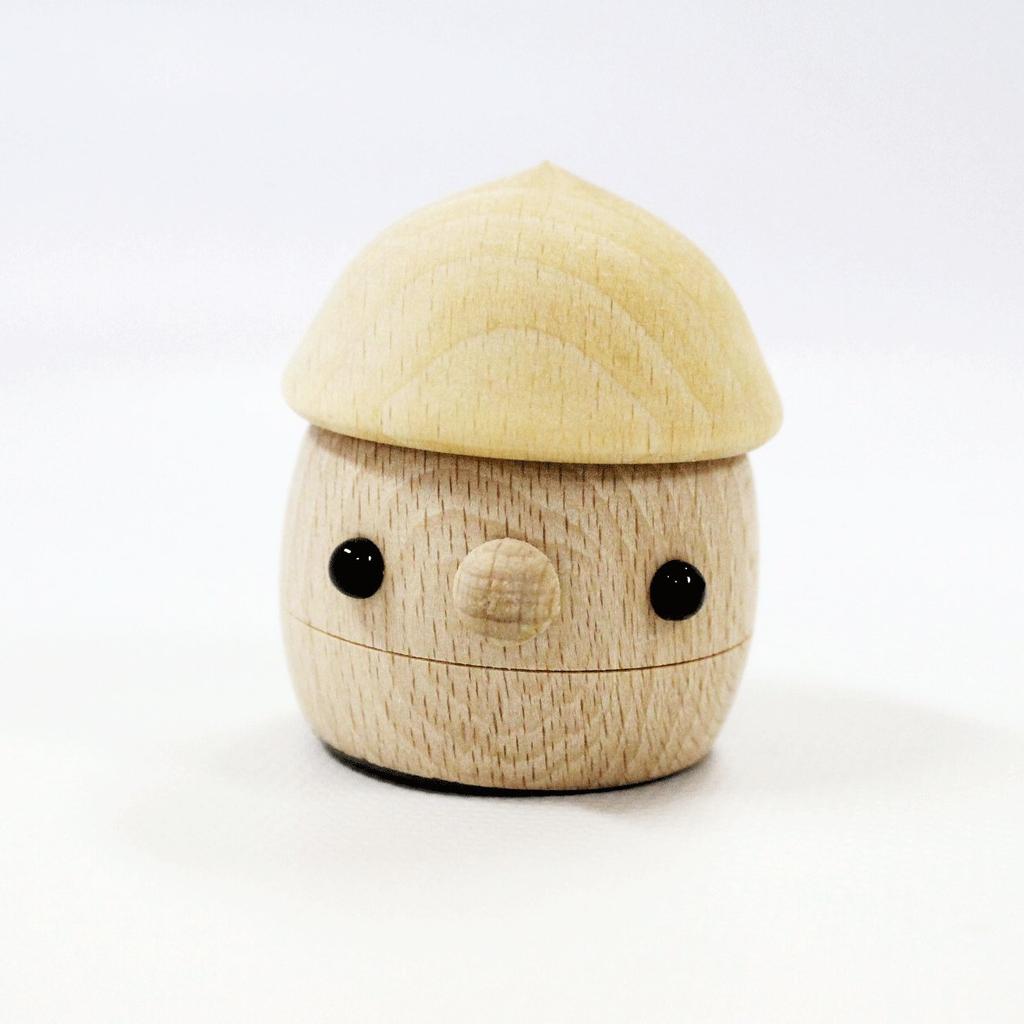 Komamugu Toys Wooden Acorn Toy Set Clear Acorn 1 Blue Acorn Made in Japan (1 Roller, Mushroom) [Wooden Toy] /