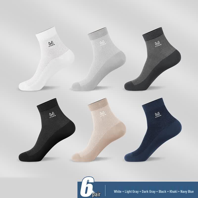 Hengyuanxiang Men s Summer Breathable Mesh Business Mid-Calf Socks